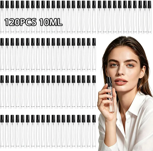 120 Botellas en Aerosol Mini Recargables de Perfume, Atomizador Pequeño de Vidrio Transparente para Decants, Perfumeros Rellenables de Bolsillo
