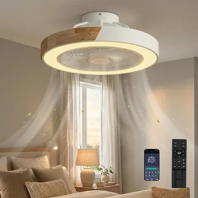 Ventilateur de plafond DATO avec éclairage, 3 températures de couleur et 6 vitesses, ventilateur LED silencieux et dimmable (B)