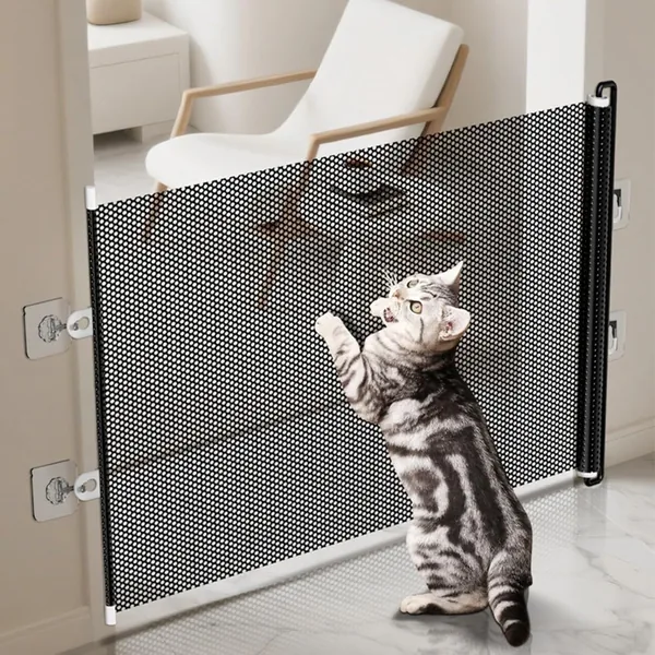 Puerta para Mascotas Retractable para Uso Interior para Gatos y Perros Pequeños con Estabilidad de Doble Gancho Confiable (85x140cm)