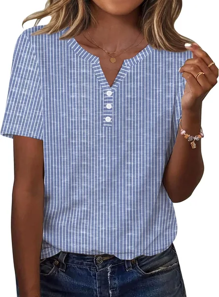Camiseta Zeagoo de Mangas Cortas para Mujer, Escote en V, Estilo Casual