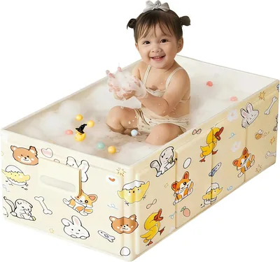 Collapsible Baby Bathtub - Portable & Foldable Travel Bath for Infants & Toddlers, Converts Shower to Tub, No Assembly