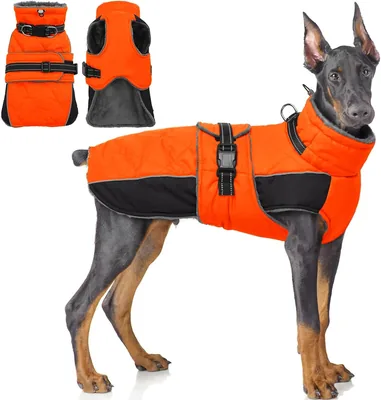 QBLEEV Warm Dog Jacket, Waterproof Dog Winter Coat with Harness | Reflective Turtleneck Dogs Fleece 