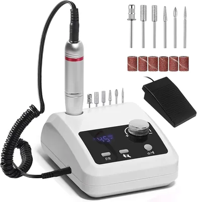 CozyZen Elektrisk Nageldrill Profesionell | 45000 RPM Kit med LCD-skärmen, Hand & Fotstyring, Låt ljud för Acryl/Gel Naillar - Best Deal