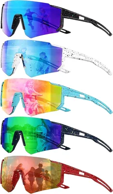 Lunettes de vélo GEVECORI pour enfants - 5 pièces - Verres polarisés UV900 pour garçons et filles - Activités en plein air (cyclisme, course, golf)