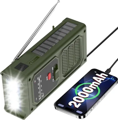 Emergency Solar Radio with Crank & Flashlight