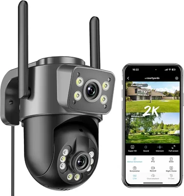 Reobiux 2K Cámara de Vigilancia Exterior con WiFi, Lentes Duales, Visión Nocturna en Color y Seguimiento Automático - 30% de Descuento