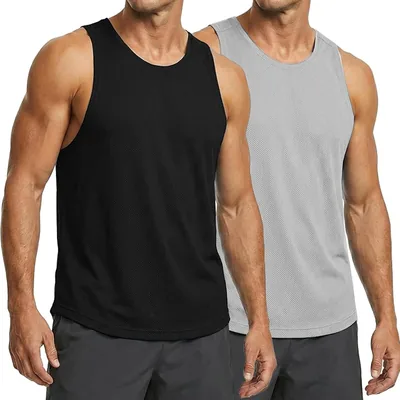 ALANX Men's Basketball Workout Tank Tops UPF 50 Gym Mesh Sleeveless, Best Deal