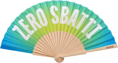 I-TOTAL® - Ventilatore da Mano Colorato e alla Moda - Estivo in Legno e Tessuto Leggero e Portatile - 42 x 23 cm (ZERO BATTLE)