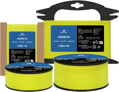 Manco Element Paracord 2mm 50m 3 Tråd Fluorescent Yellow | 100% Nylon Rope Type I Nylon Cord | 90kg Lastkapacitet - Idealisk