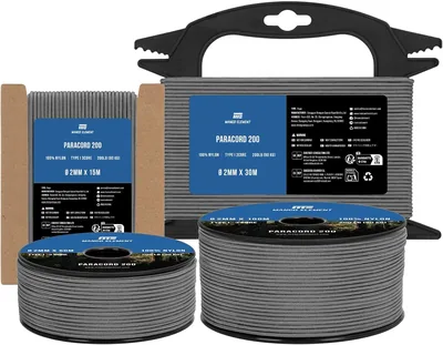 Manco Element Paracord 2mm 50m 3-żyłowa Lina Typ I Grafitowy | 100% Nylonowa Linka Sznurek | Nośność 90KG - Najlepsza Oferta