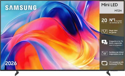 TV Samsung 65 Pulgadas Mini LED M72H 4K Inteligente con AI Compañero de Visión, Modo TV de Fútbol AI, Deportes, Cine y Juegos
