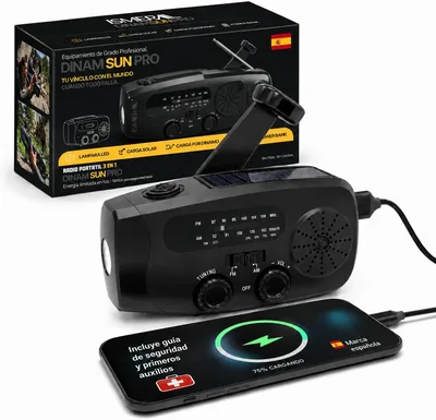ISMERAL® Radio Solar de Emergencia con Manivela + Manual Emergencias, Radio Solar 2000mAh, 3 Modos Carga (Dynamo, Solar, USB) Best Deal