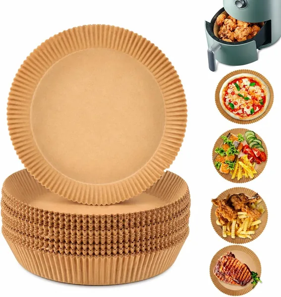 Disposable Air Fryer Liners, 100 PCS Round Air Fryer Parchment Paper (20cm / 7.9 inch)