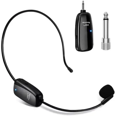 Wireless Headset Microphone with Receiver 3.5mm - Rechargeable GC Best Deal