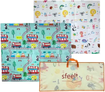 SFEELT Tapete de Juego Plegable 2 x 1.80 mts para Bebés Doble Vista Baby Play Mat (Animalitos) - 100% Off