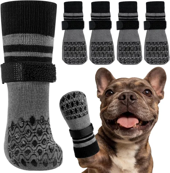 Kuoser Dog Socks for Hardwood Floors Anti Slip, Grippy Socks for Dogs to Prevent Licking Paws