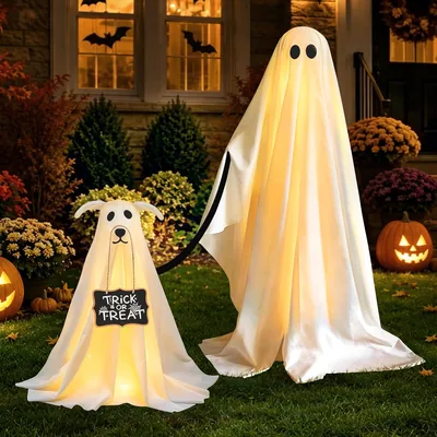 Paquete de 2 decoraciones de Halloween para interiores de perros fantasmas