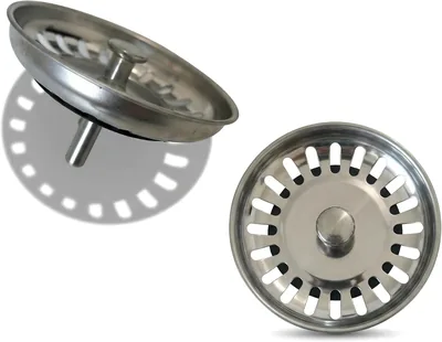 Sink Drain Strainer 2 Pack - Stainless Steel Filter Basket & Stopper