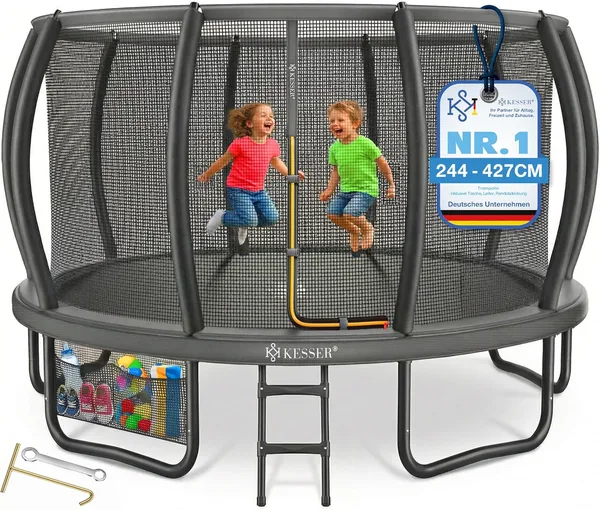 KESSER® Garten-Tretbecken Durchmesser 244/305/366/427 cm, GS-Zertifikat, Trampolin für Kinder und Erwachsene bis 150 kg - Best Deal