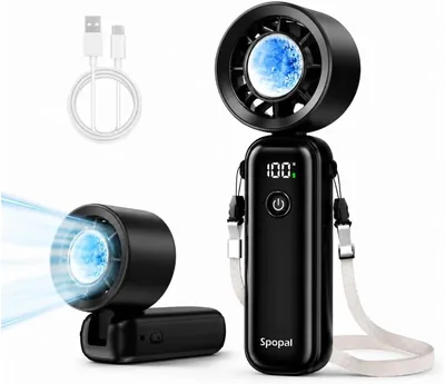 Spopal 5000mAh Ventilador Portátil Recargable con Enfriador, Turbo Potente | Autonomía de 15H, Vientos Fuertes de 10 m/s, Peligro de Oferta
