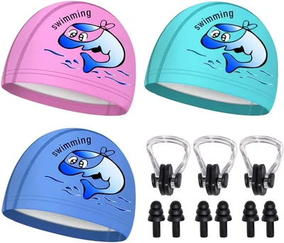 Gorro de Natación RTUMENG 3pzs para Niños, Antideslizante e Impermeable, Transpirable y Cómodo con Pin - Mejor Precio