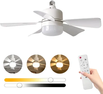 GAGAFEEL Ventilador de Techo con Luz E27 30W, 3 Velocidades, 3 Temperaturas de Luz Ajustables, Control Remoto, Temporizador, Silencioso, Para Techo
