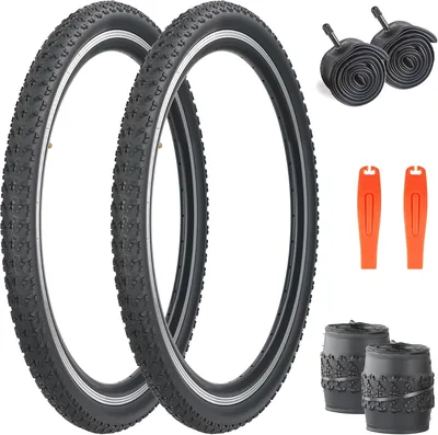 ZUKKA 2-pack cykeldäck 20/24/26 tum med lang 1,95 mm Schrader AV35 mm för MTB mountainbike