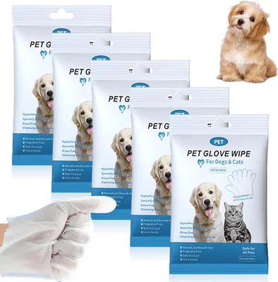 30 Piezas Guantes de Baño en Seco para Mascotas, Toallitas Guantes Desechables Sin Enjuague para Perros y Gatos, Elimina Olor - Mejor Oferta