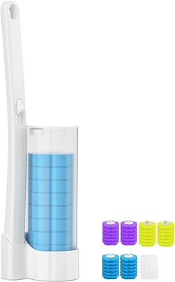 Disposable Toilet Brush Set with 36 Refills - Wall Mount Bathroom Scrubber