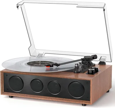 Vinyl Record Player Turntable with 4 Built-in Speakers - Best Deal