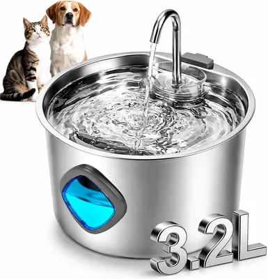 Maxmartt TY10 3.2L Fuente de Agua para Gato, Bebedero para Gato | Acero Inoxidable, 140L/H, Bomba Ultra Silenciosa, Filtro