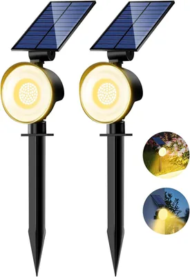 Nipify 2 Pezzi Luci Solari Esterne a LED, 3 Modalità Luci Giardino Solari Resistenti all'Acqua per Patio, Garage, Cortile