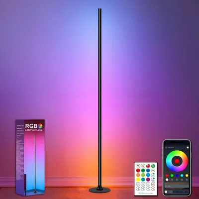 Lámpara de suelo LED ONSTUY 1 Pieza, 1.6 m, RGB Dimmable con Control Remoto y APP, Sincronización de Música, 16 Millones de Colores, 2