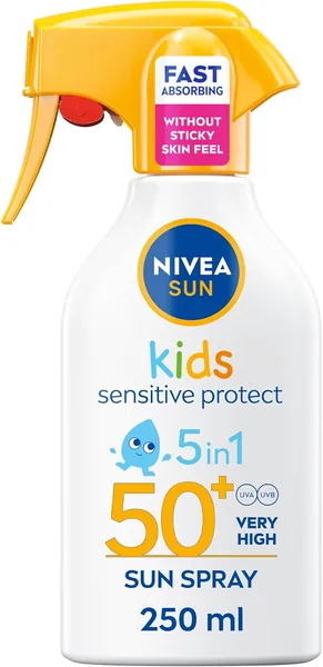 Nivea Sun Kids Sensitive Protect SPF50+ Trigger Spray, 250ml UVA/UVB Sunscreen Best Deal
