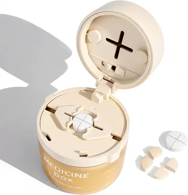 Pill Cutter Splitter - 3 in 1 Pill Box with Dispenser