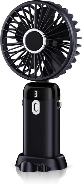 CSL - Handheld-Lüfter - Miniatur-Handlüfter mit Akku - 5 Geschwindigkeiten - USB-C-Ladung - Neigbarer Lüftungskopf - Ständer - Best Deal