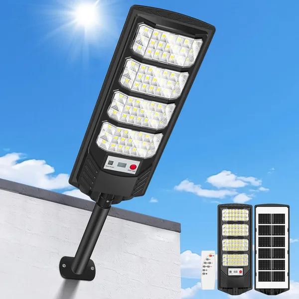 VOPHICHO Farolas Solares Exterior, 6500K Focos Solar LED Jardín con Sensor de Movimiento y Control Remoto, IP66 Impermeable L