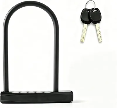 Candado en U para Bicicleta de Alta Seguridad, Antirrobo Candado de Bicicleta con 2 Llaves, Cable de Acero Bloqueo en U Estándar