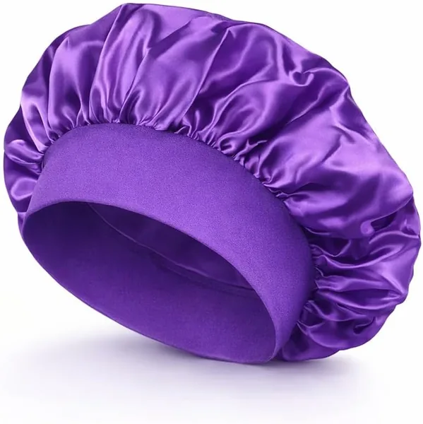 Touca de Cetim com Faixa Larga - Proteção Noturna para Cabelos Anti-Frizz, 30 cm, Cores Sortidas (7% Off)