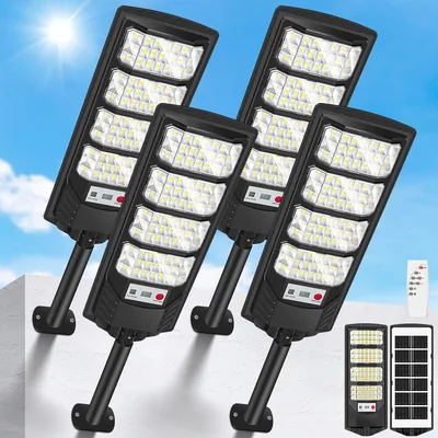 Luces de calle solares VOPHICHO, 6500K LED de jardín con sensor de movimiento y control remoto, IP66 a prueba de agua - Mejor Oferta
