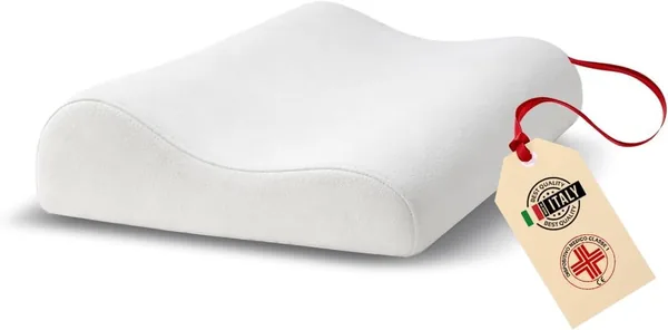 M Memory Foam Neck Pillow - Orthopaedic Cervical Pillow - Ergonomic Neck and Head Support Pillow - Breathable Hypoallergenic Washable Pillow - Made in Italy