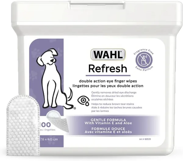 Wahl Refresh Eye Care Finger Wipes for Dogs