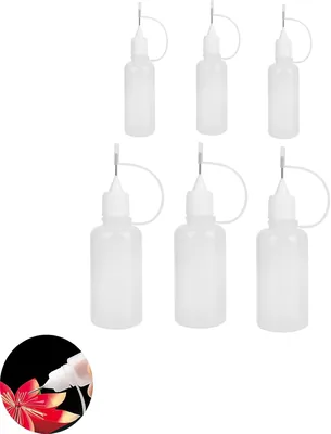 Butelka z aplikatorem, 6 sztuk, 10 ml i 15 ml - precyzyjny zestaw dozowników