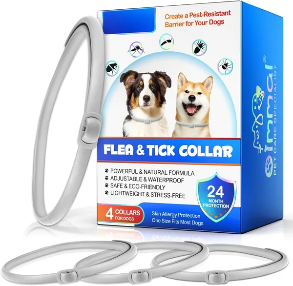 Collares repelentes para perros - Protección natural de hasta 24 meses contra pulgas, garrapatas y mosquitos - Ajustable 60 cm