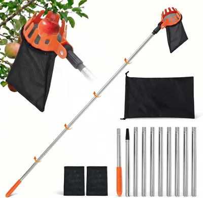HAUSPROFI Extra Large & Verstärkt - Apfelpicker mit Teleskop | 2 Ersatzbeutel und 1 Aufbewahrungsbeutel, 180°