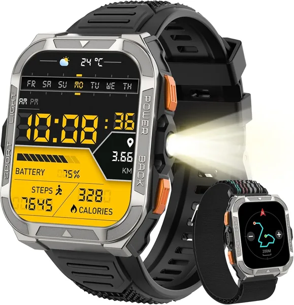 Blackview Militar Smartwatch Hombre - GPS, Linterna, Brújula, IA, 1.91 Pulgadas. Ahorra un 10% ahora