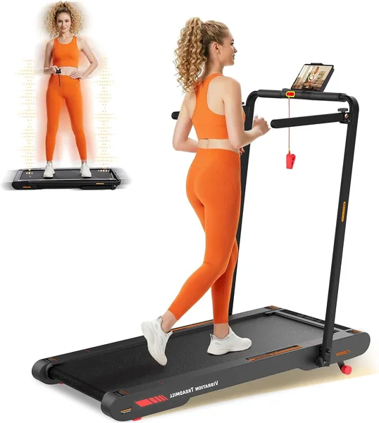 Freepi Foldable Walking Vibration Pad with Incline,7.5 MPH Treadmill with Remote Control and APP,3.0HP Servo Motor