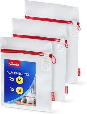 Vileda Waschnetz für Waschmaschine, Set mit 3 Tüten - 2 x 30x40 cm + 1 x 25x30 cm Wäschebeutel aus reißfestem Polyester, 35% Rabatt