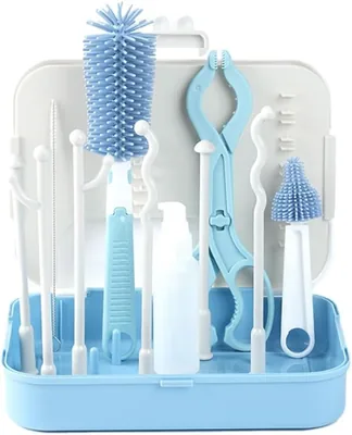 6-in-1 Baby Bottle Cleaning Brush Set - Silicone with Drying Rack & More - Best Deal