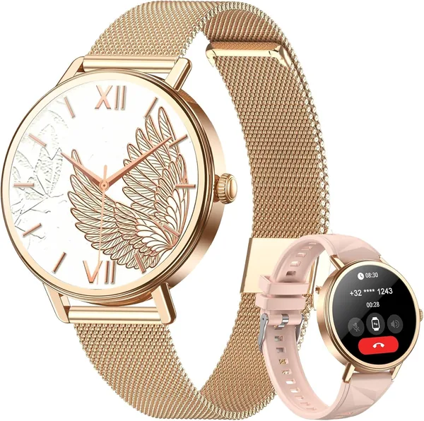 Blackview Smartwatch Mujer - Llamadas Bluetooth y Whatsapp Notificación, 1.26" Reloj Inteligente Mujer - SpO2/Pulsómetro/Monitor, 50% Off